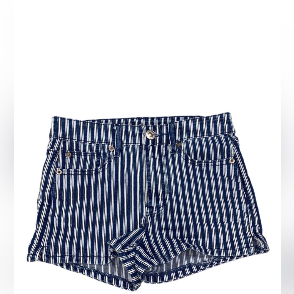 American Eagle Striped Jean Shorts 2 Hi Rise Shortie